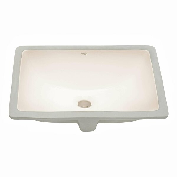 Ruvati 18 x 13 inch Undermount Bathroom Sink Biscuit Rectangular Porcelain Ceramic with Overflow RVB0720BC